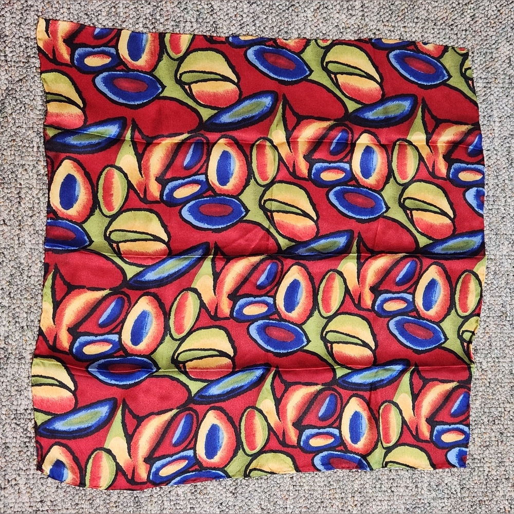Anthropologie Abstract Graffiti Square Silk Neck Scarf